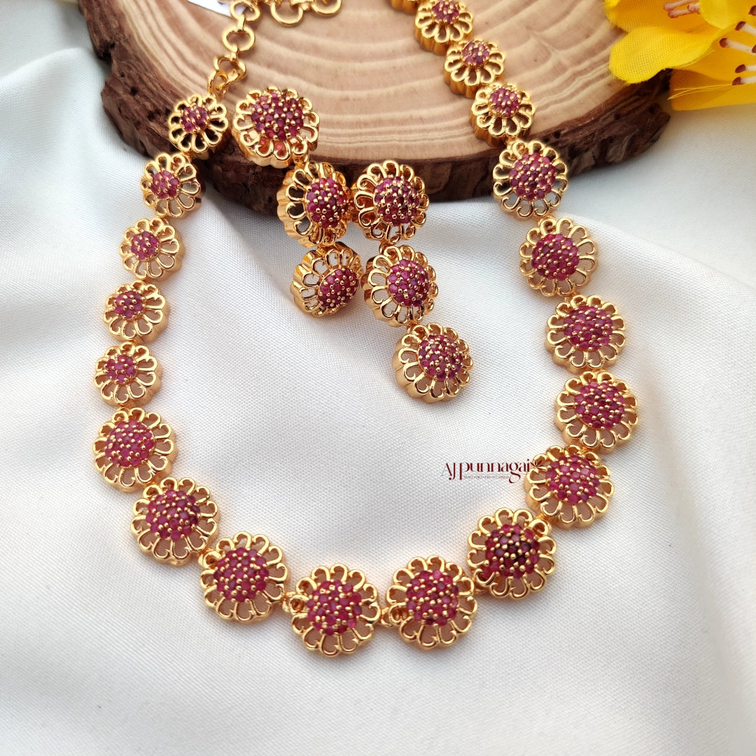 Mesmerizing AD stone Necklace - Ruby