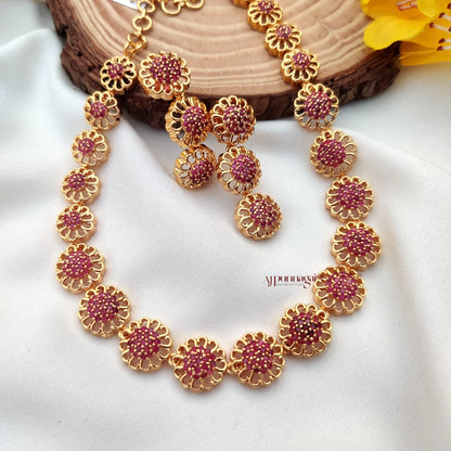 Mesmerizing AD stone Necklace - Ruby