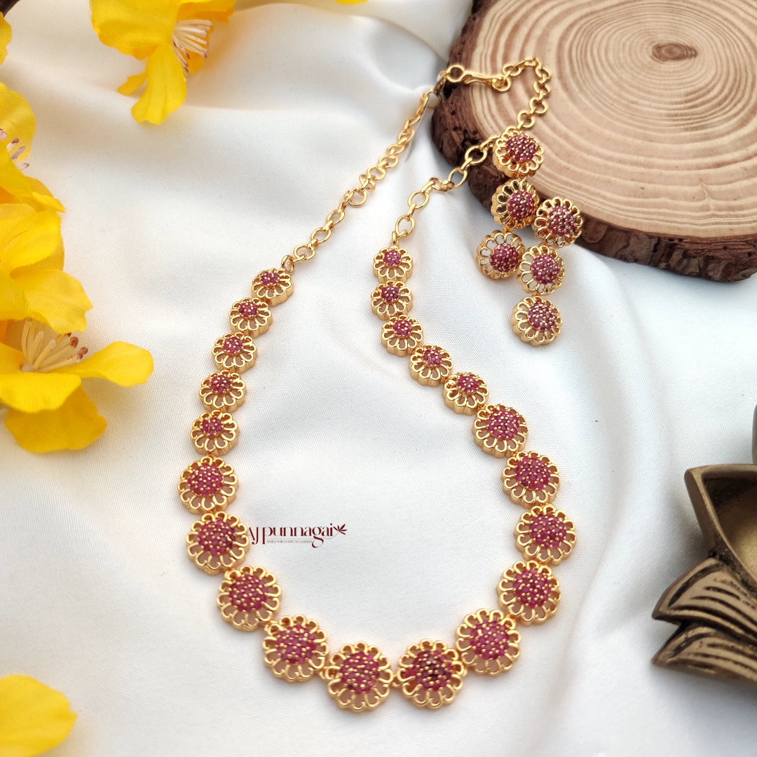 Mesmerizing AD stone Necklace - Ruby