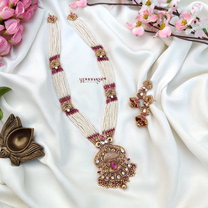 Stunning and Gorgeous Pink & white Beads Rani Haram