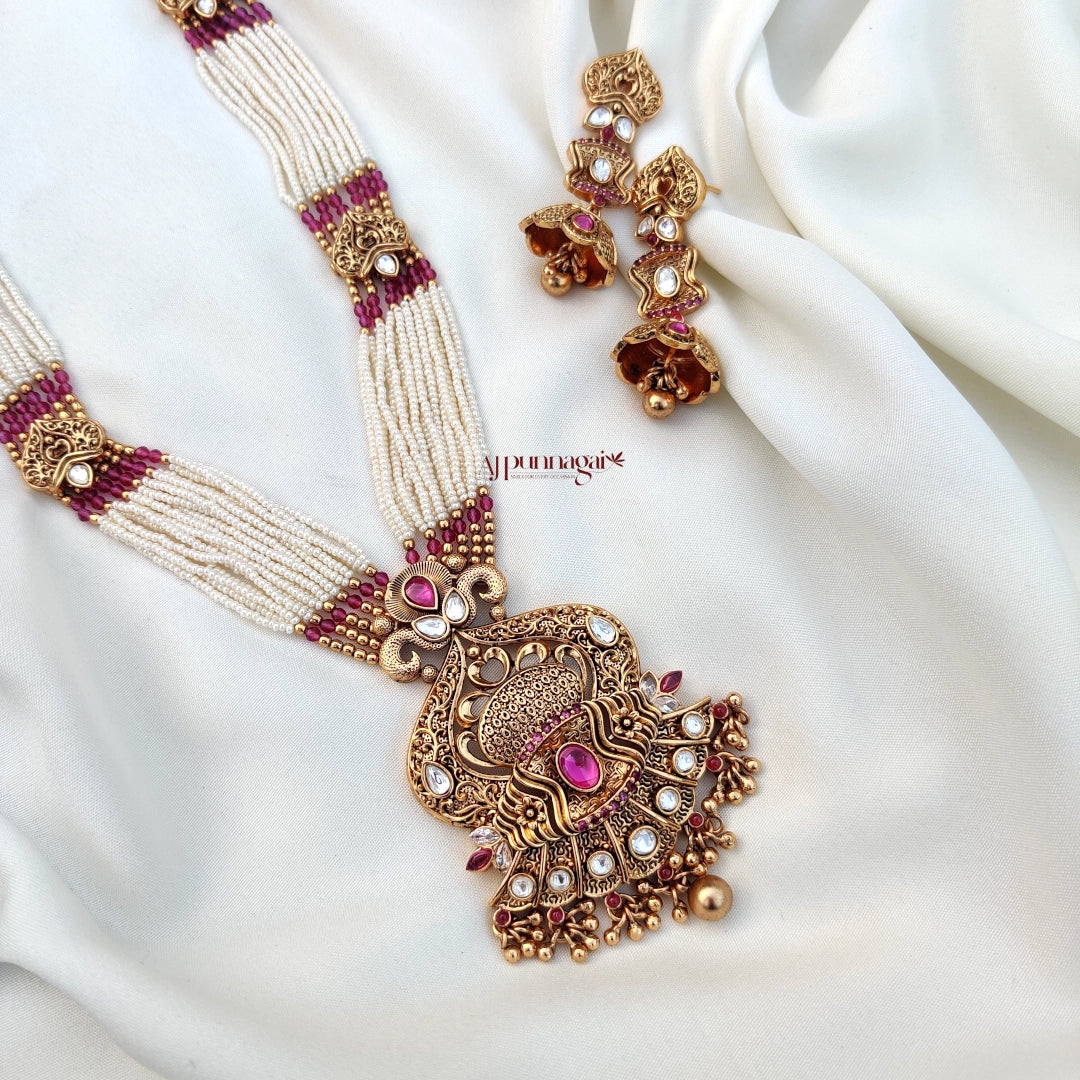 Stunning and Gorgeous Pink & white Beads Rani Haram