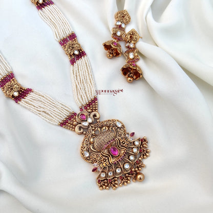 Stunning and Gorgeous Pink & white Beads Rani Haram