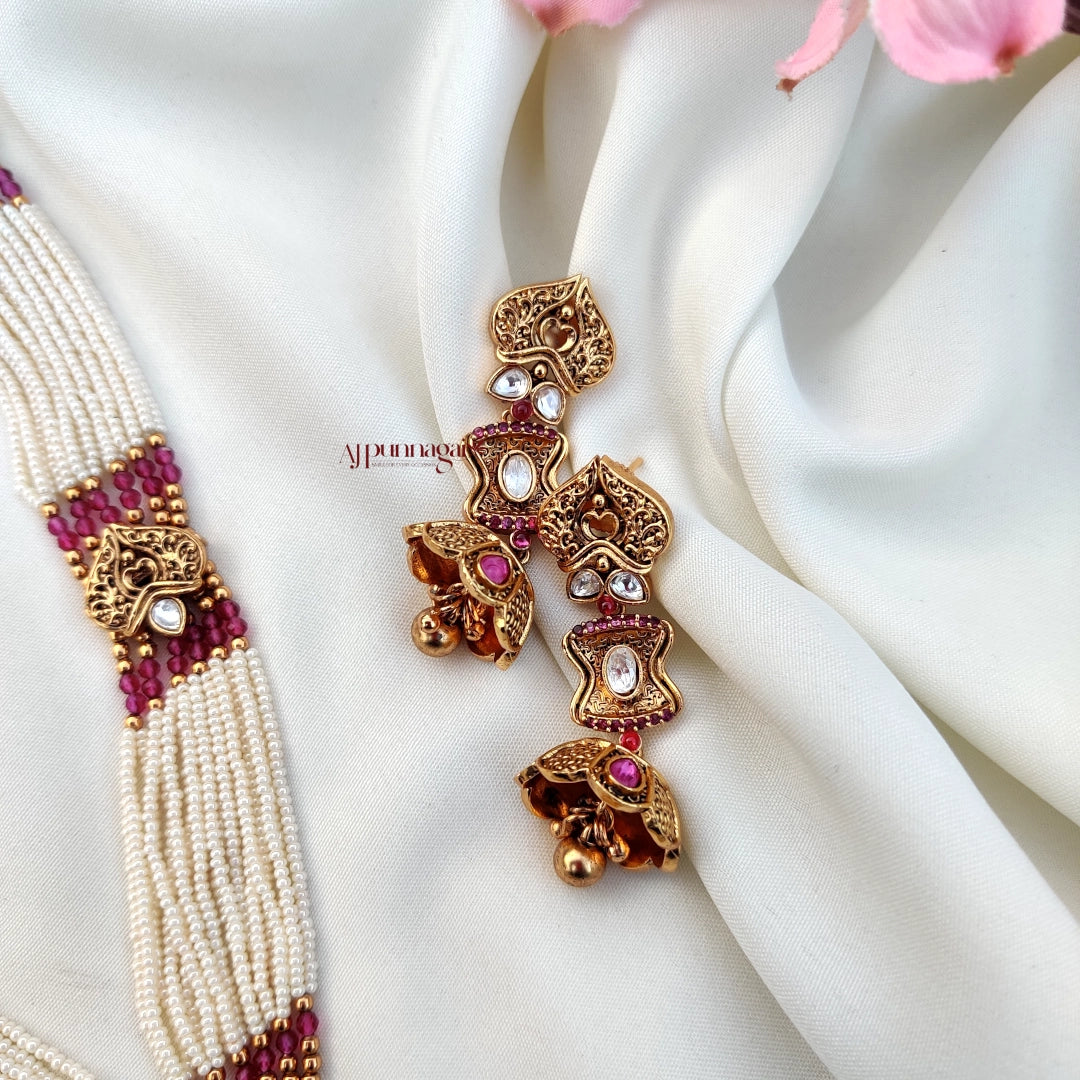 Stunning and Gorgeous Pink & white Beads Rani Haram