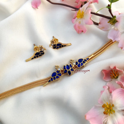 Pretty Bird Design Kundan Jadau Choker - Blue