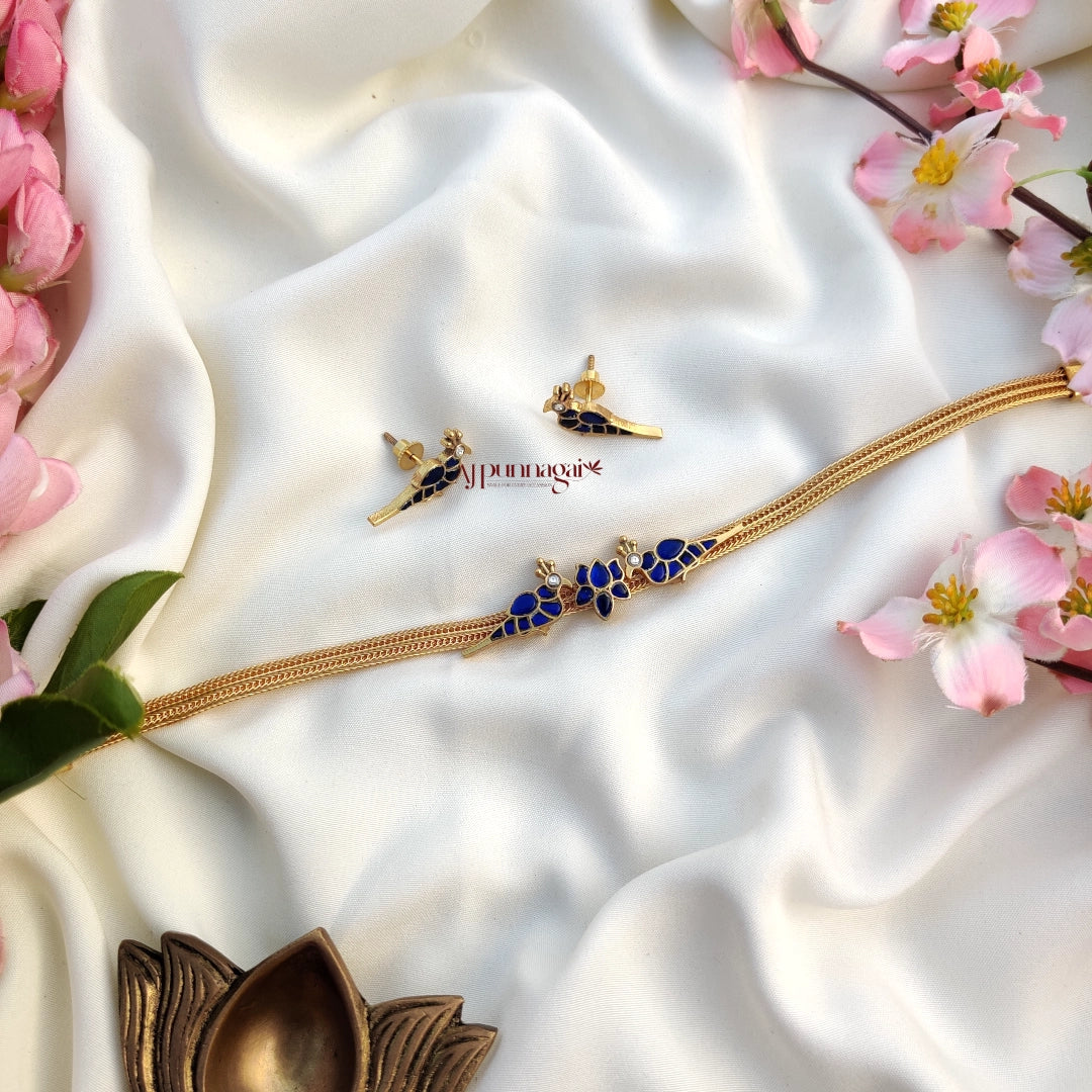 Pretty Bird Design Kundan Jadau Choker - Blue