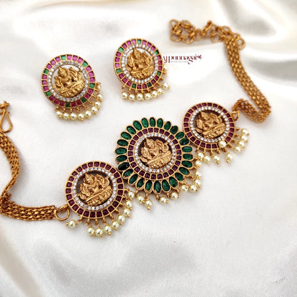 Lakshmi Choker - Green and Ruby