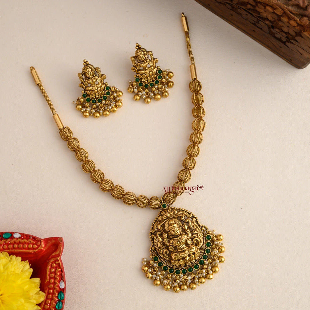 Lakshmi Gold Look Alike Necklace - Green