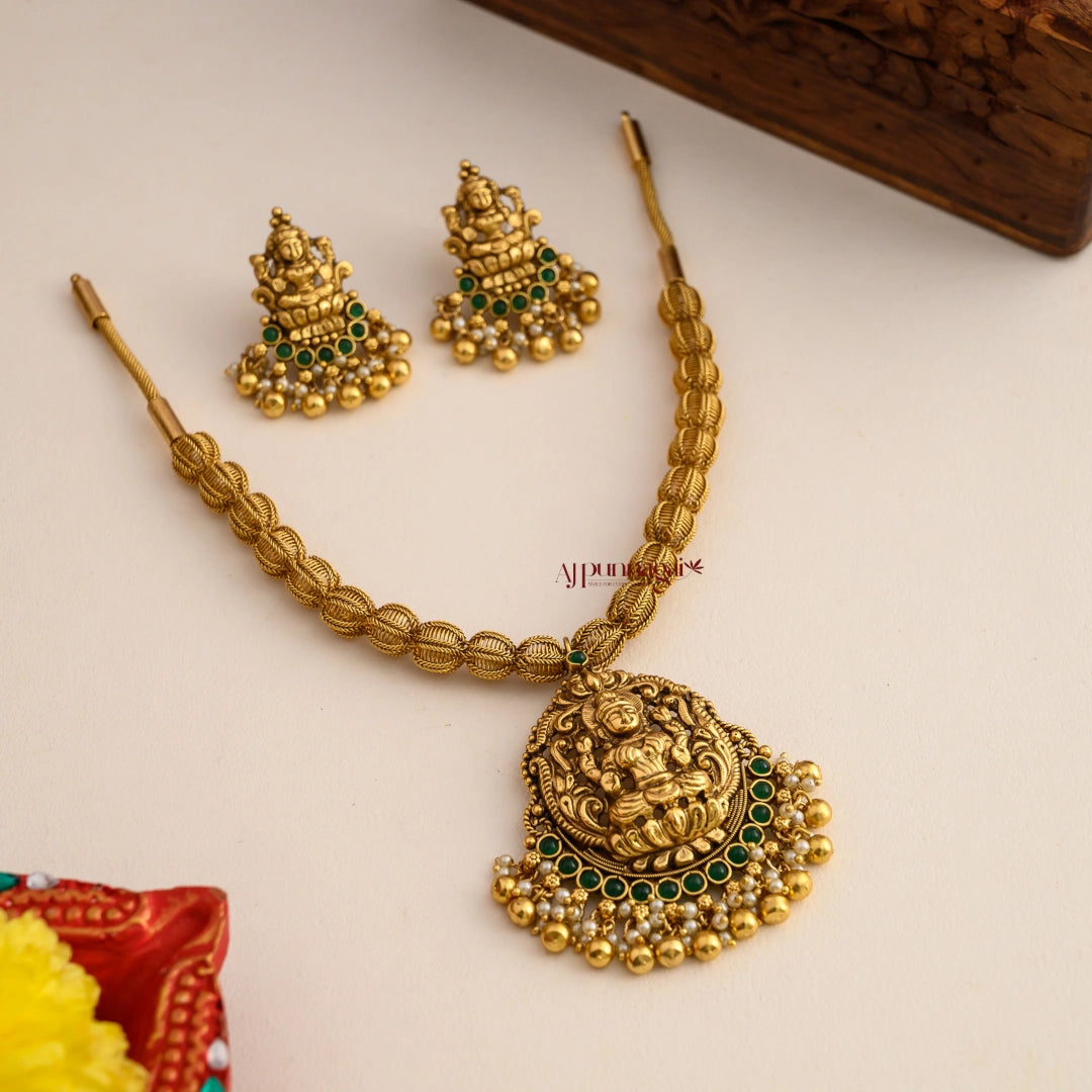 Lakshmi Gold Look Alike Necklace - Green