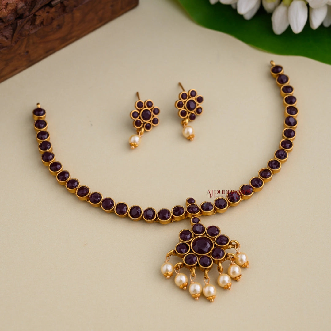 Traditional Kemp Matte Attigai - Maroon