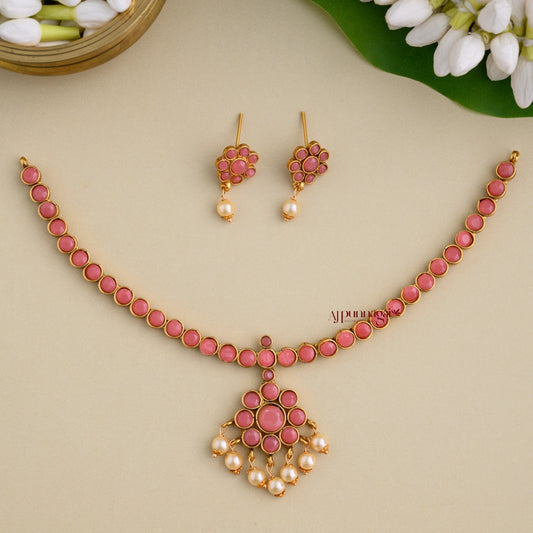 Traditional Kemp Matte Attigai - Baby Pink
