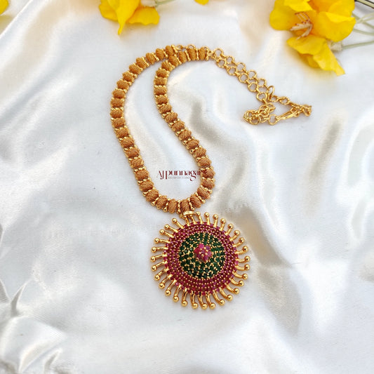 Royal and Elegant look AD stone Pendant Necklace - Multi