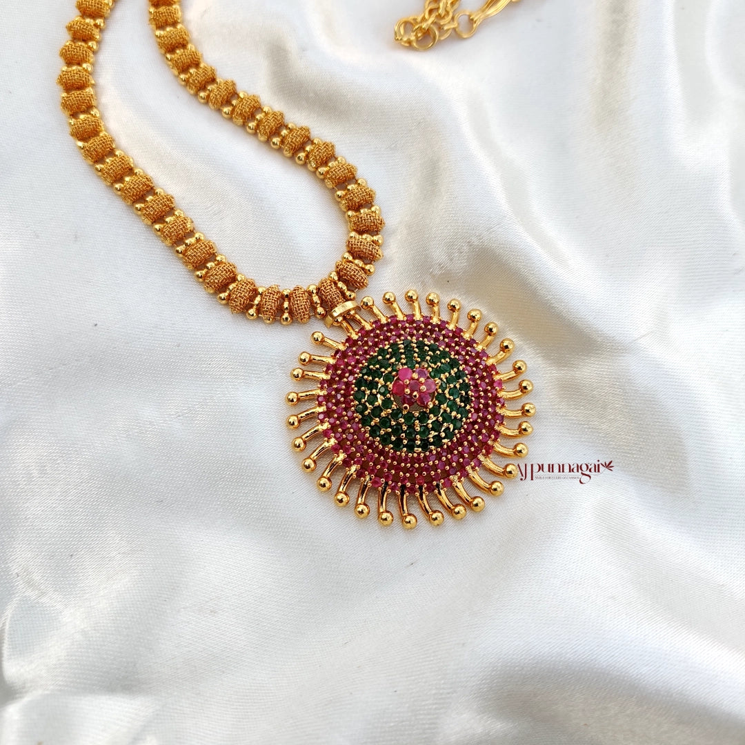 Royal and Elegant look AD stone Pendant Necklace - Multi