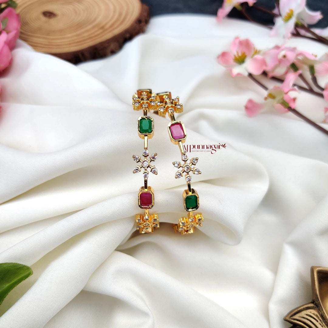 Flower and Square Multi Bangle