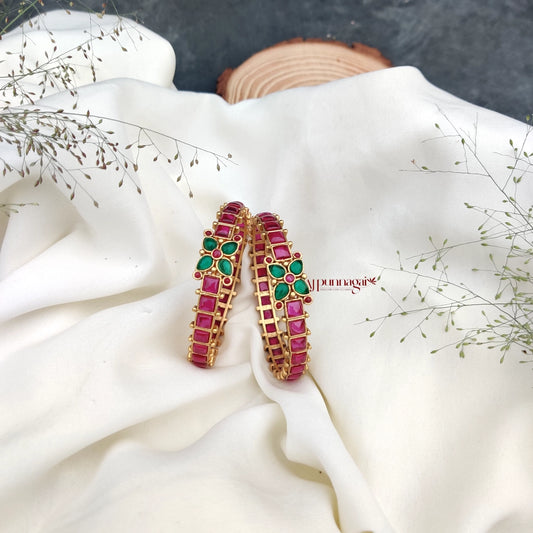 Square Stone Ruby Bangles