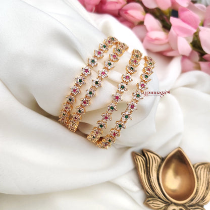 Dazzling floral AD stone Bangles set of 4pcs