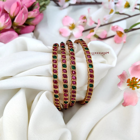 Pink and Green Kemp Bangle - Set of 4