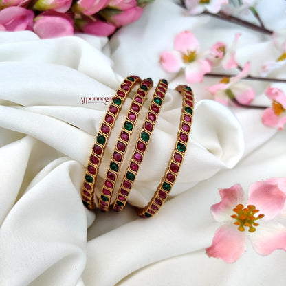 Pink and Green Kemp Bangle - Set of 4