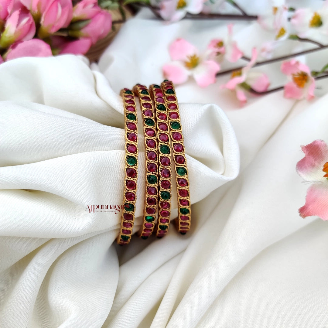 Pink and Green Kemp Bangle - Set of 4