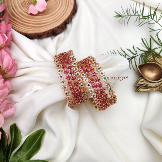 Mesmerizing floral AD Stone Combo Bangle Set of 8