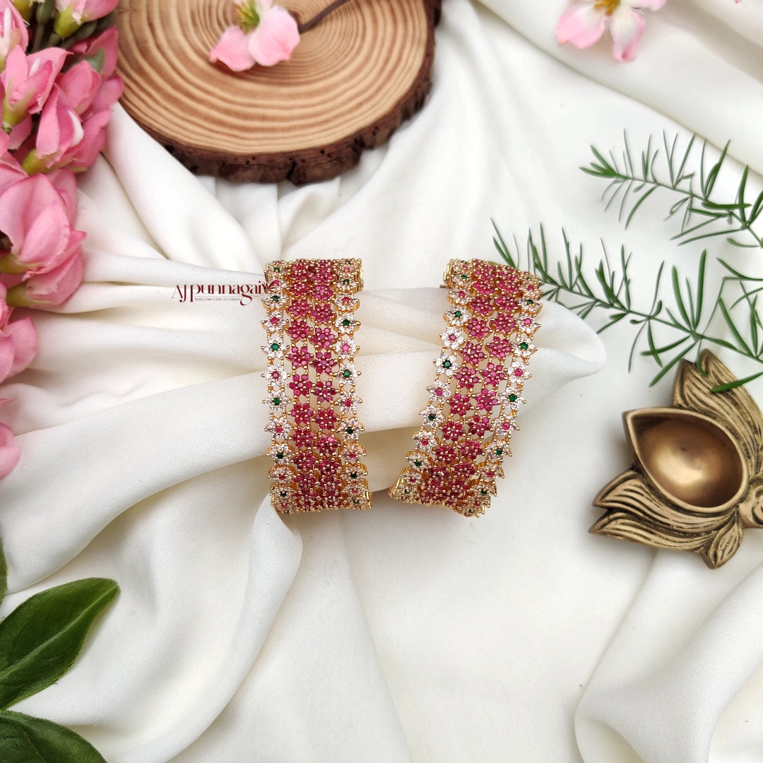 Mesmerizing floral AD Stone Combo Bangle Set of 8
