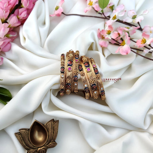 Elegant Antique Finish Enamel bangle (set of 6)