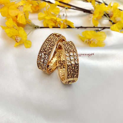 Lovely floral crafted AD stone Openable Bangle