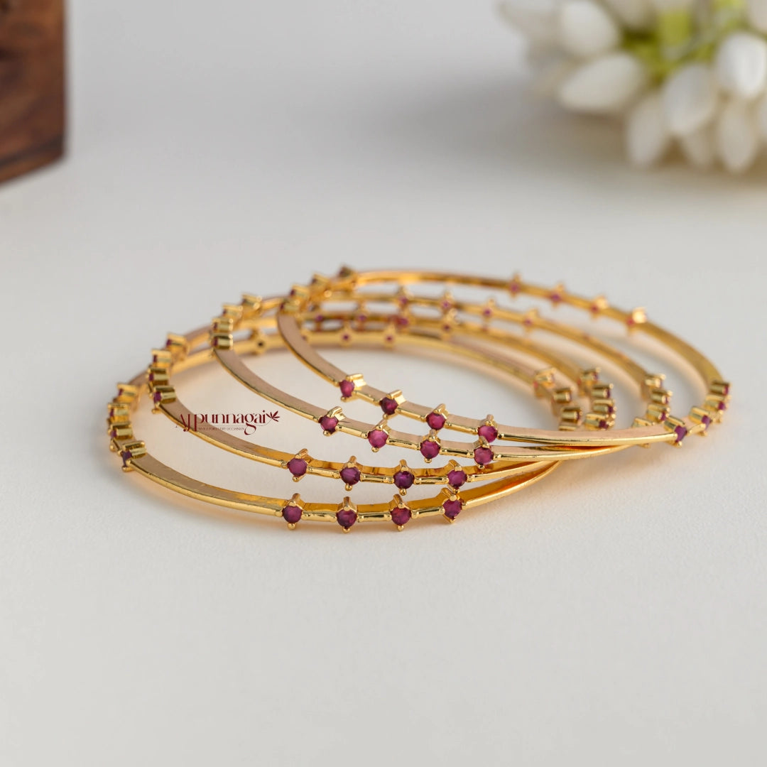 Sleek Ruby AD Bangle - Set of 4