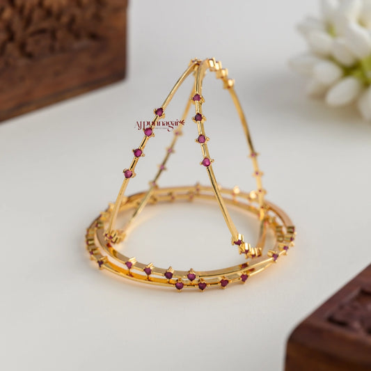 Sleek Ruby AD Bangle - Set of 4