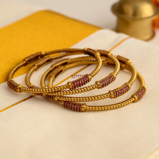 Premium Matt Pink AD Bangle -Set of 4