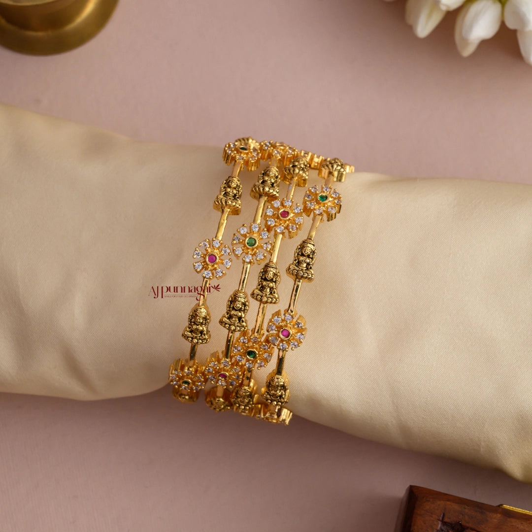 Floral Lakshmi Bangle - Set of 4