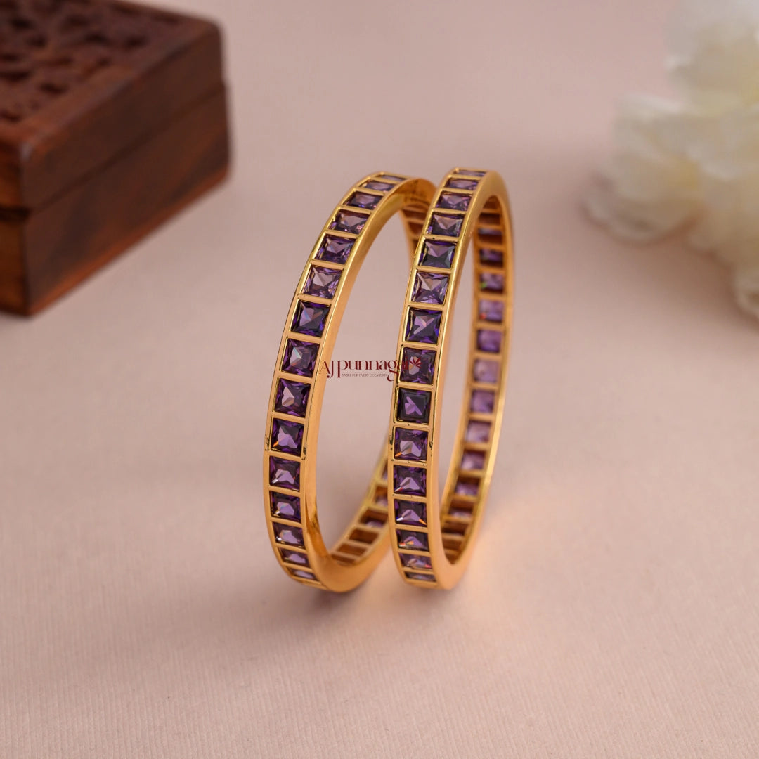 Lavender Block Stone Bangle