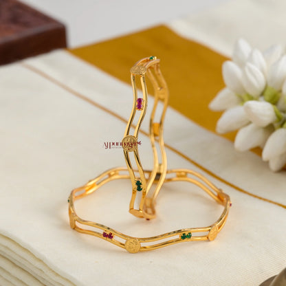 Curvy Lakshmi Coin Gold Finish Bangle