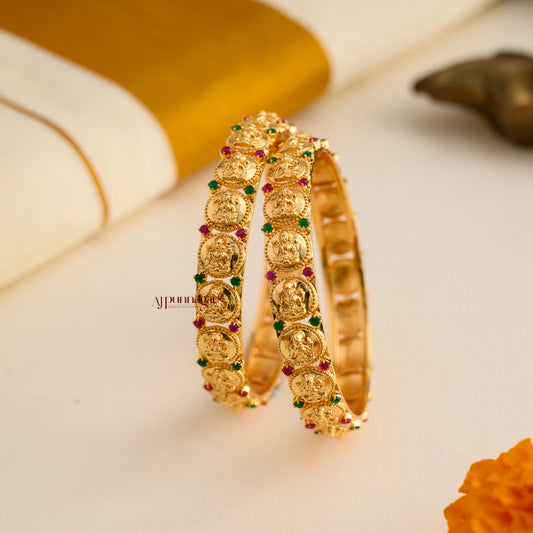 Gold Finish Lakshmi Coin Bangle