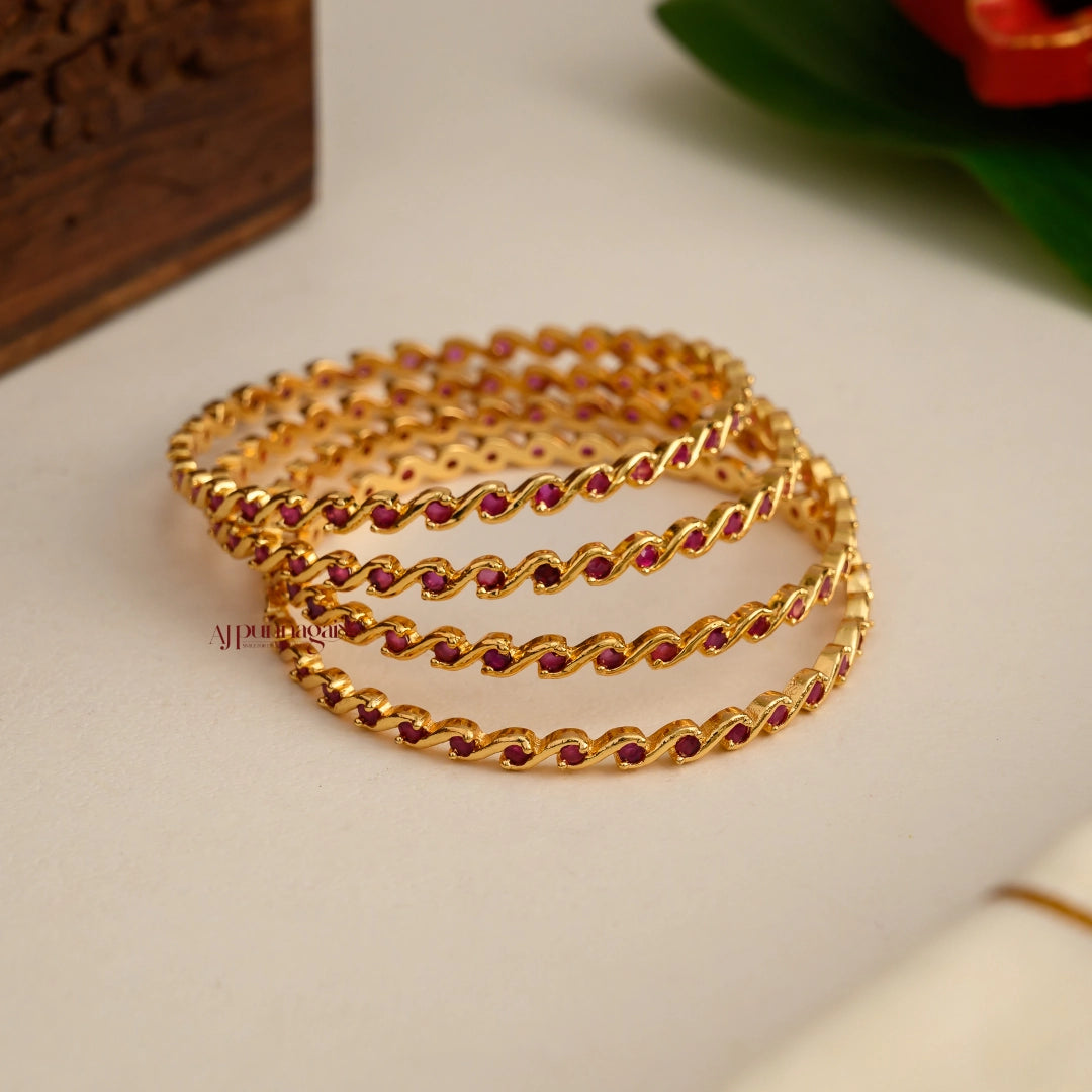 Simple Pink Bangle - Set of 4