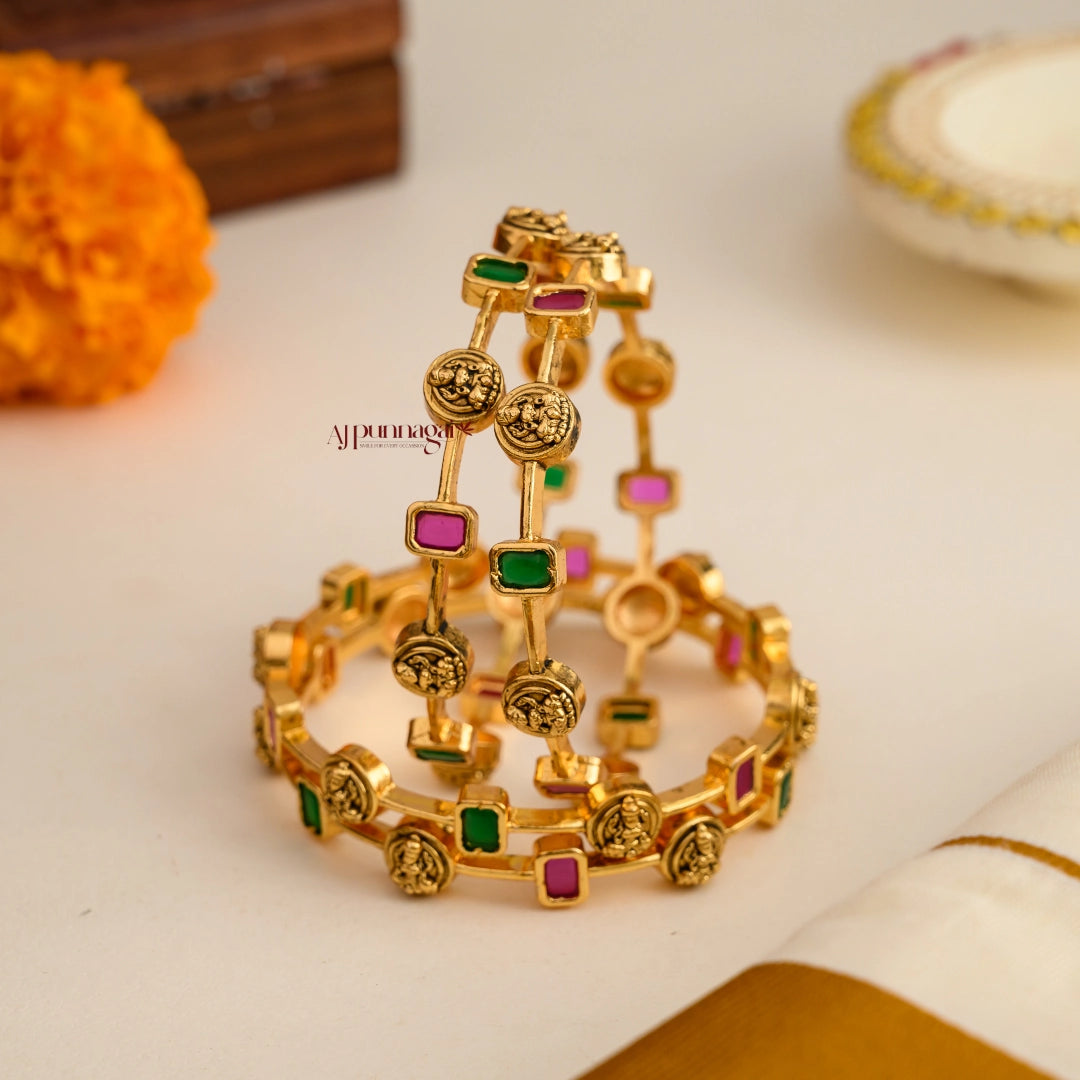 Premium Matt Lakshmi Bangle - Set of 4