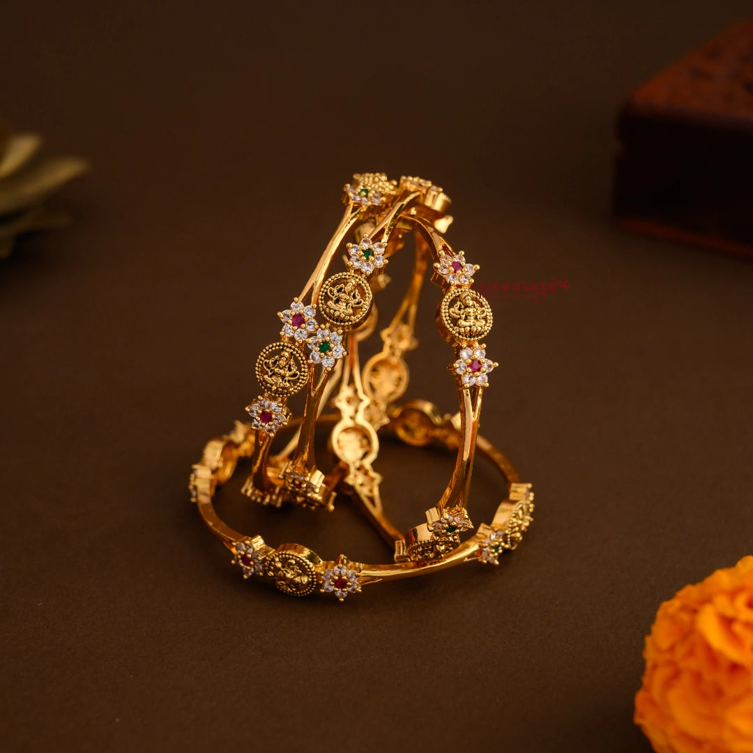 Dazzling AD Lakshmi Matt Bangle - Set of 4