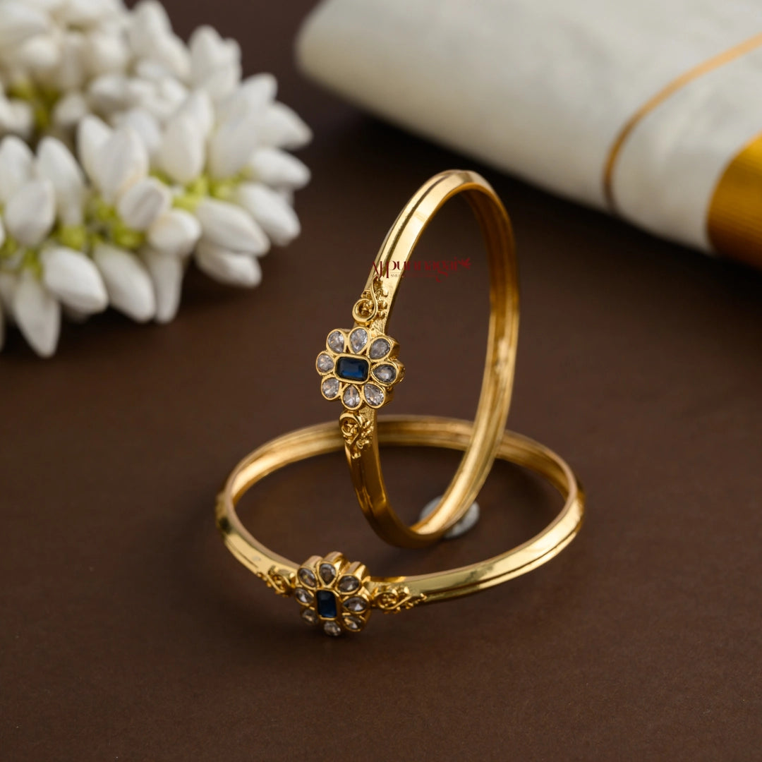 Floral AD Matt Bangle - Blue