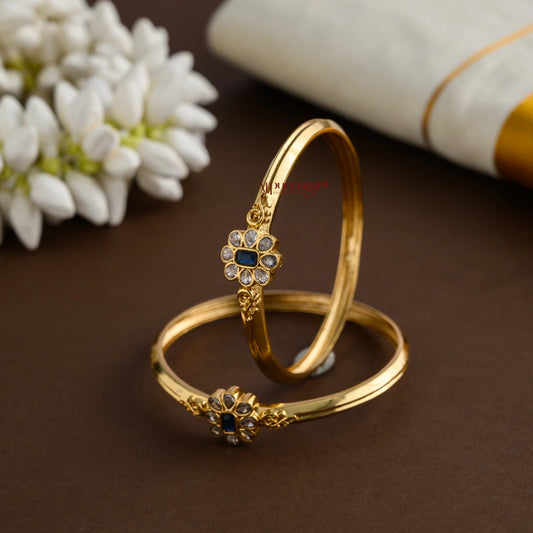 Floral AD Matt Bangle - Blue