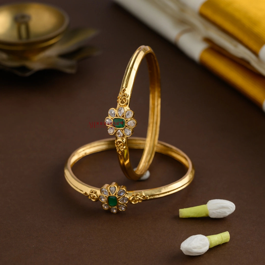 Floral AD Matt Bangle - Green