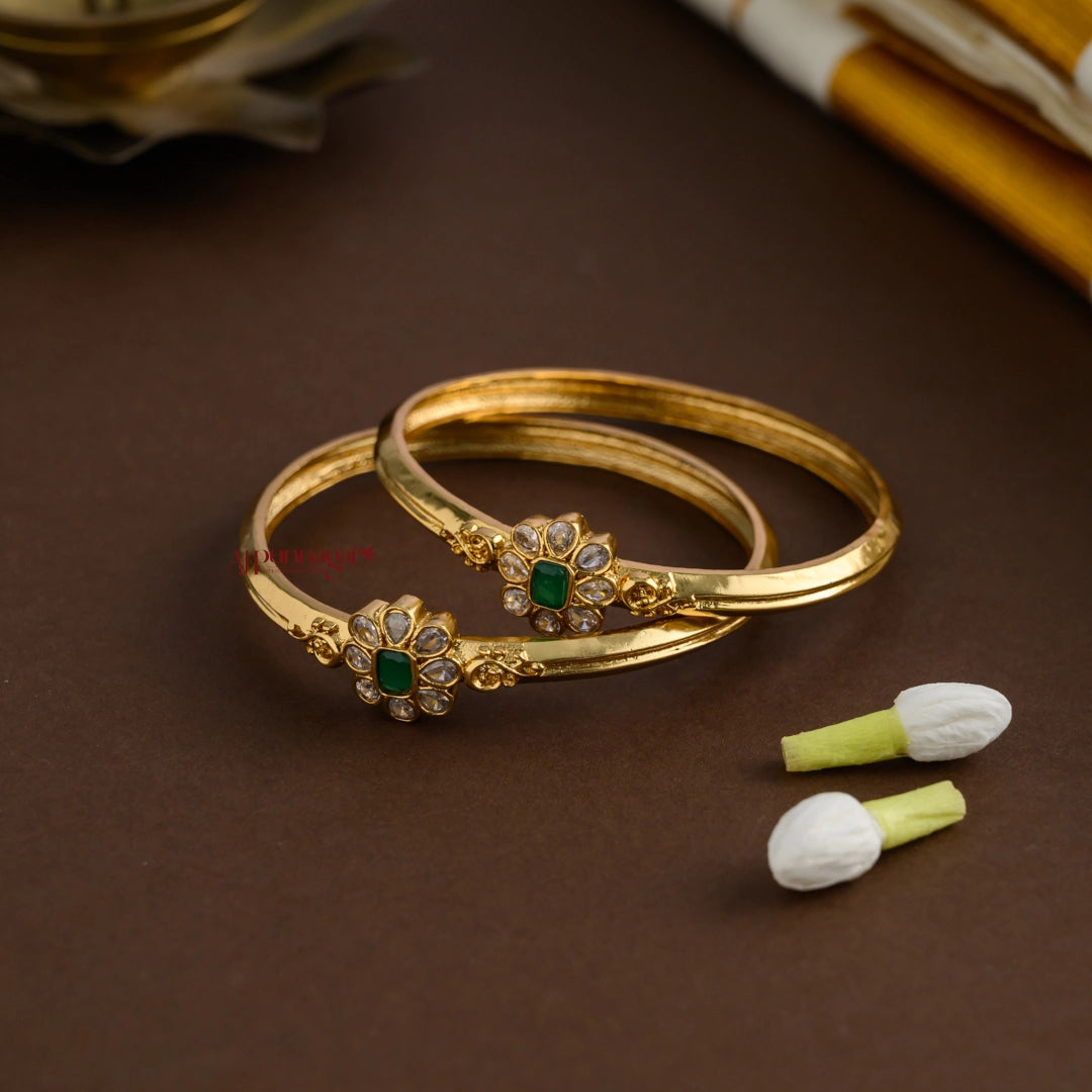 Floral AD Matt Bangle - Green