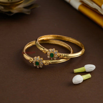 Floral AD Matt Bangle - Green