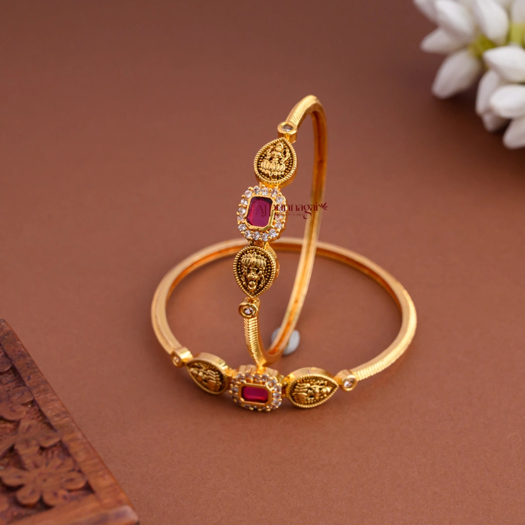 Drop Shaped Lakshmi Bangle - Ruby