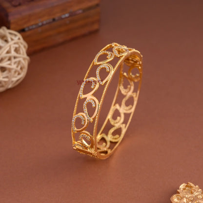 Drop Shaped Gold Finish Openable Designer Bangle - Piece