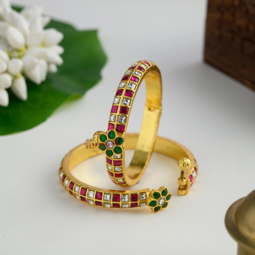 Kundan Jadau Openable Bangle - Multi