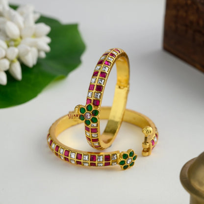 Kundan Jadau Openable Bangle - Multi