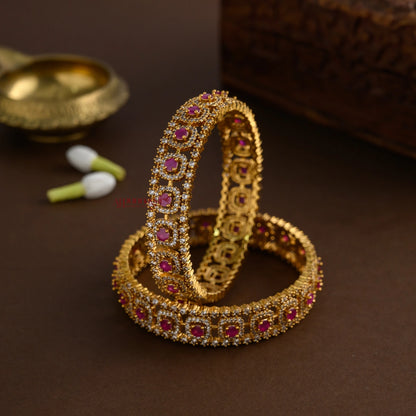 Sparkling AD Bridal Bangle - Ruby