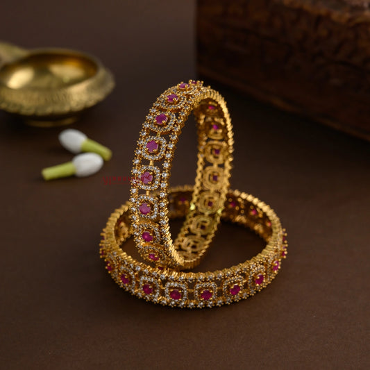 Sparkling AD Bridal Bangle - Ruby