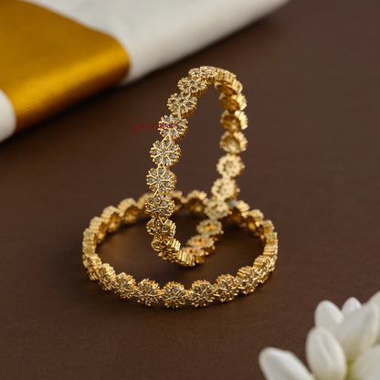 Sparkling Floral AD Bangle - Pair