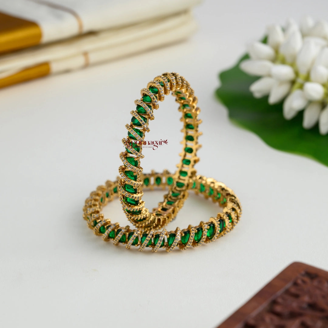 Dazzling AD Bridal Bangle - Green