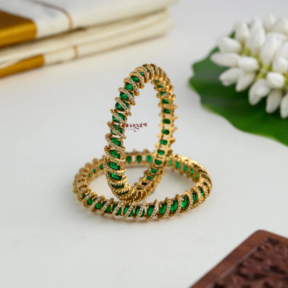 Dazzling AD Bridal Bangle - Green